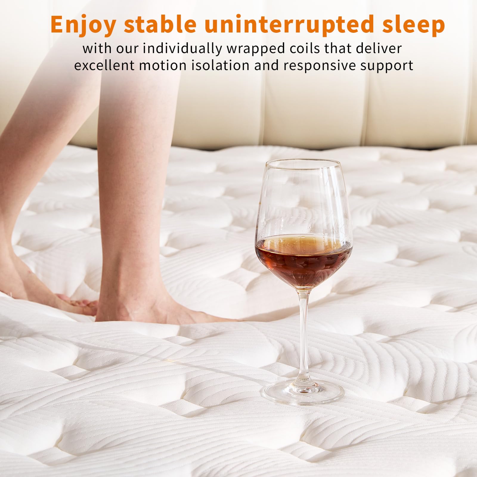 VERINOTE 12 Inch Queen Mattress, Medium Firm Hybrid Memory Foam, 7-Zone Body Support for Pressure Relief, Motion Isolation, Queen Mattress in a Box, White Breathable Textured Fabric Mattresses