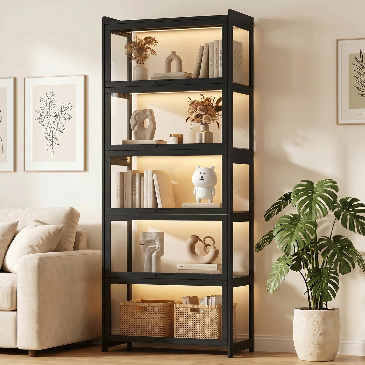 Bamboo Acrylic Display Cabinet