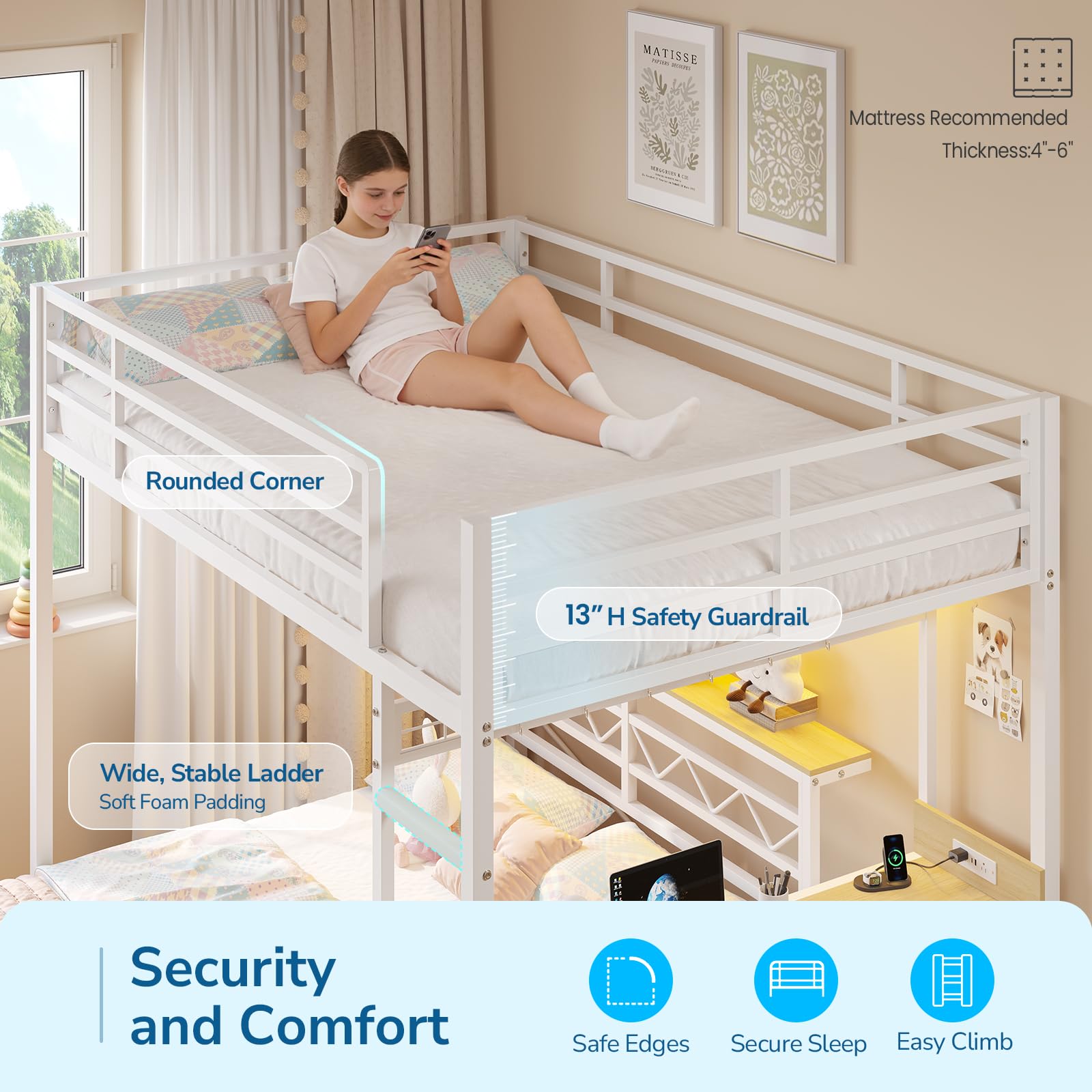 Full Over Full Bunk Bed with Desk & Storage