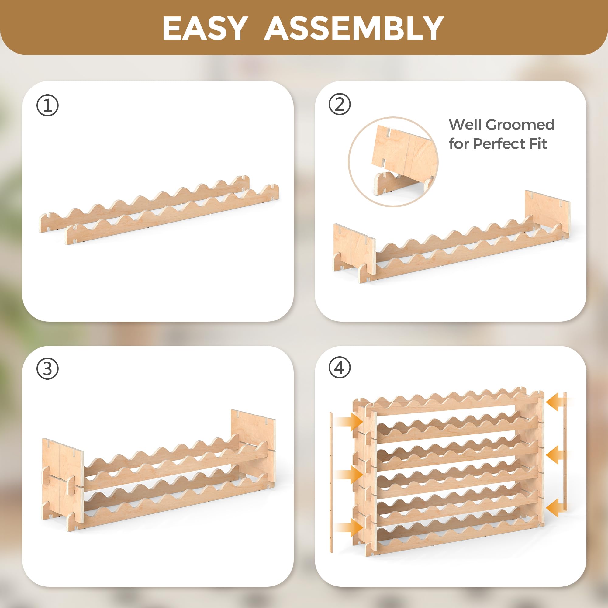 54-Bottle Freestanding Wooden Wine Rack