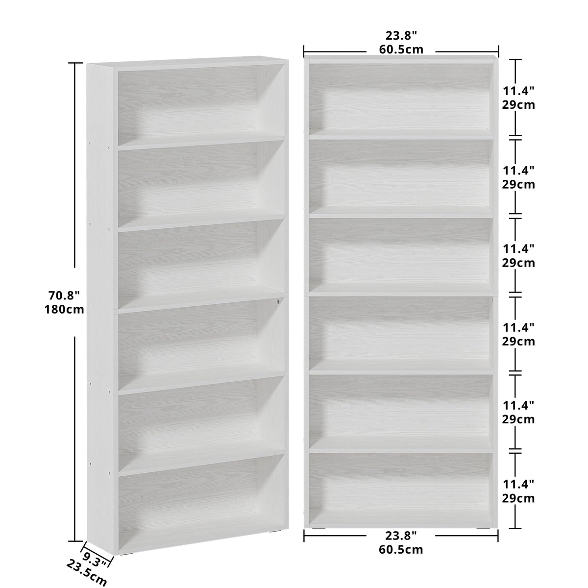 White 6-Tier Bookcase