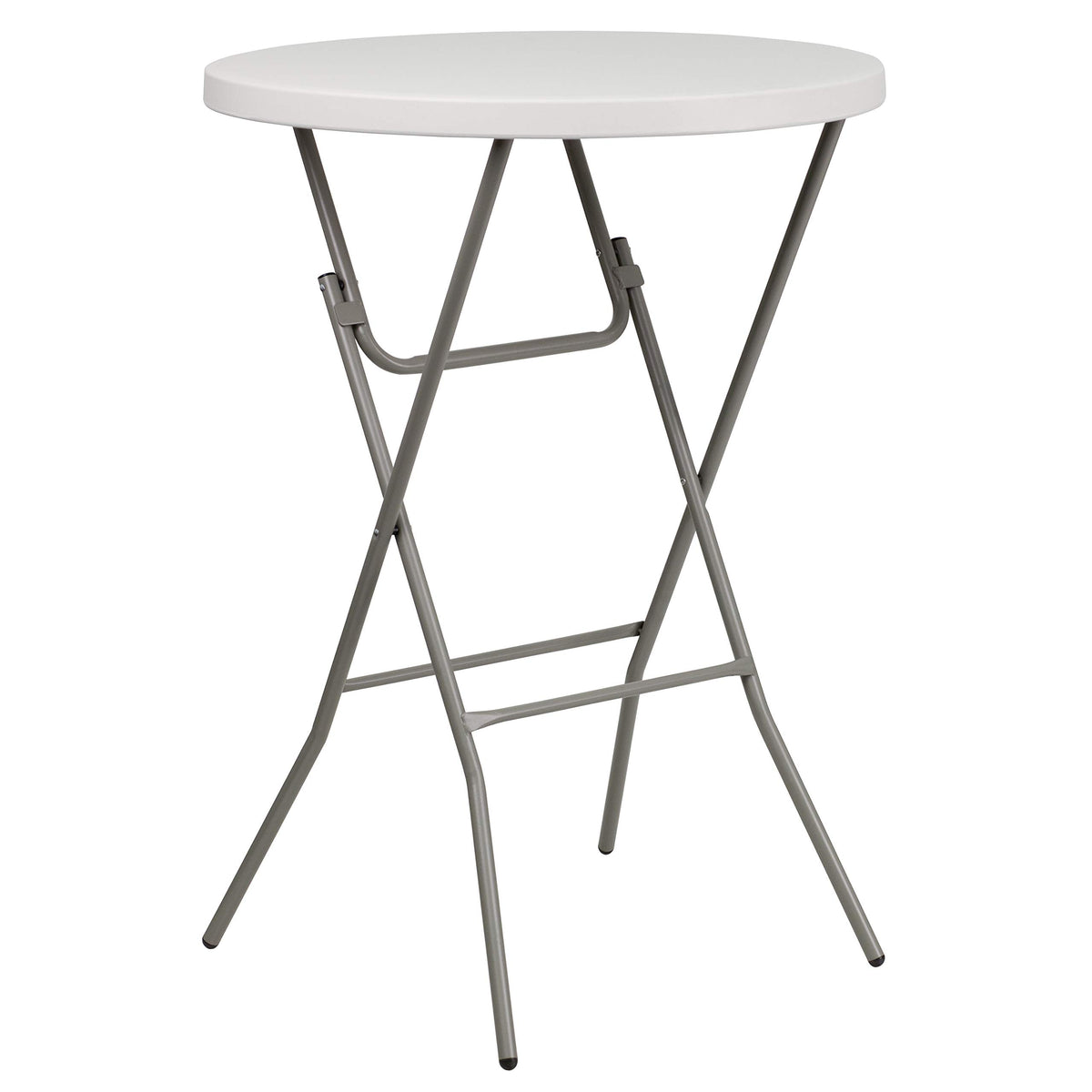 Flash Furniture 2.63 ft Plastic Round Folding Bar Table, Granite White