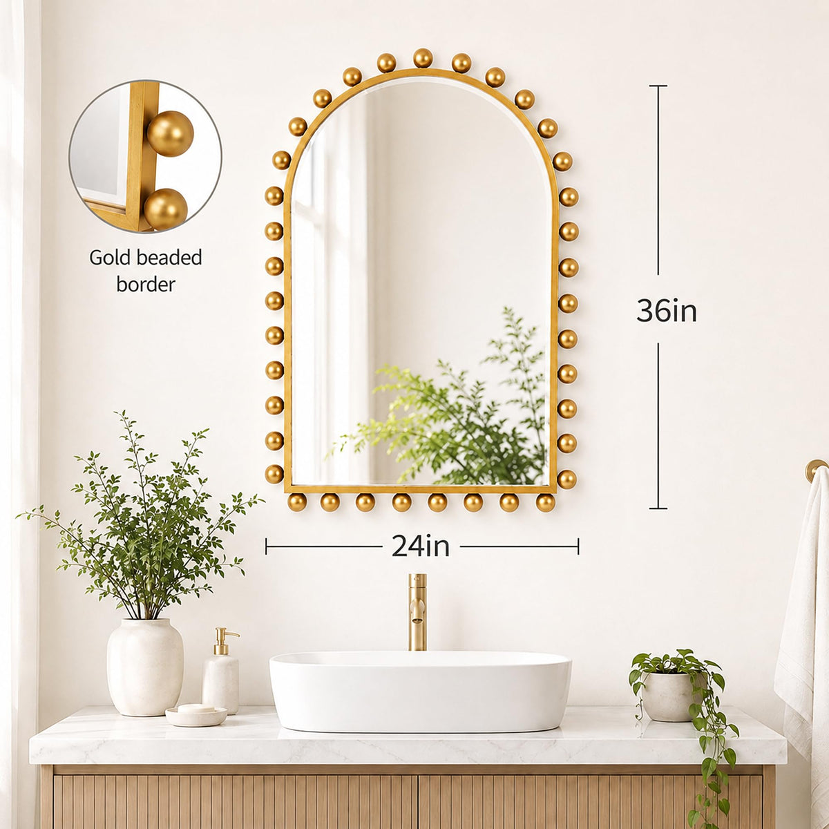 Antique Gold Arched Wall Mirror