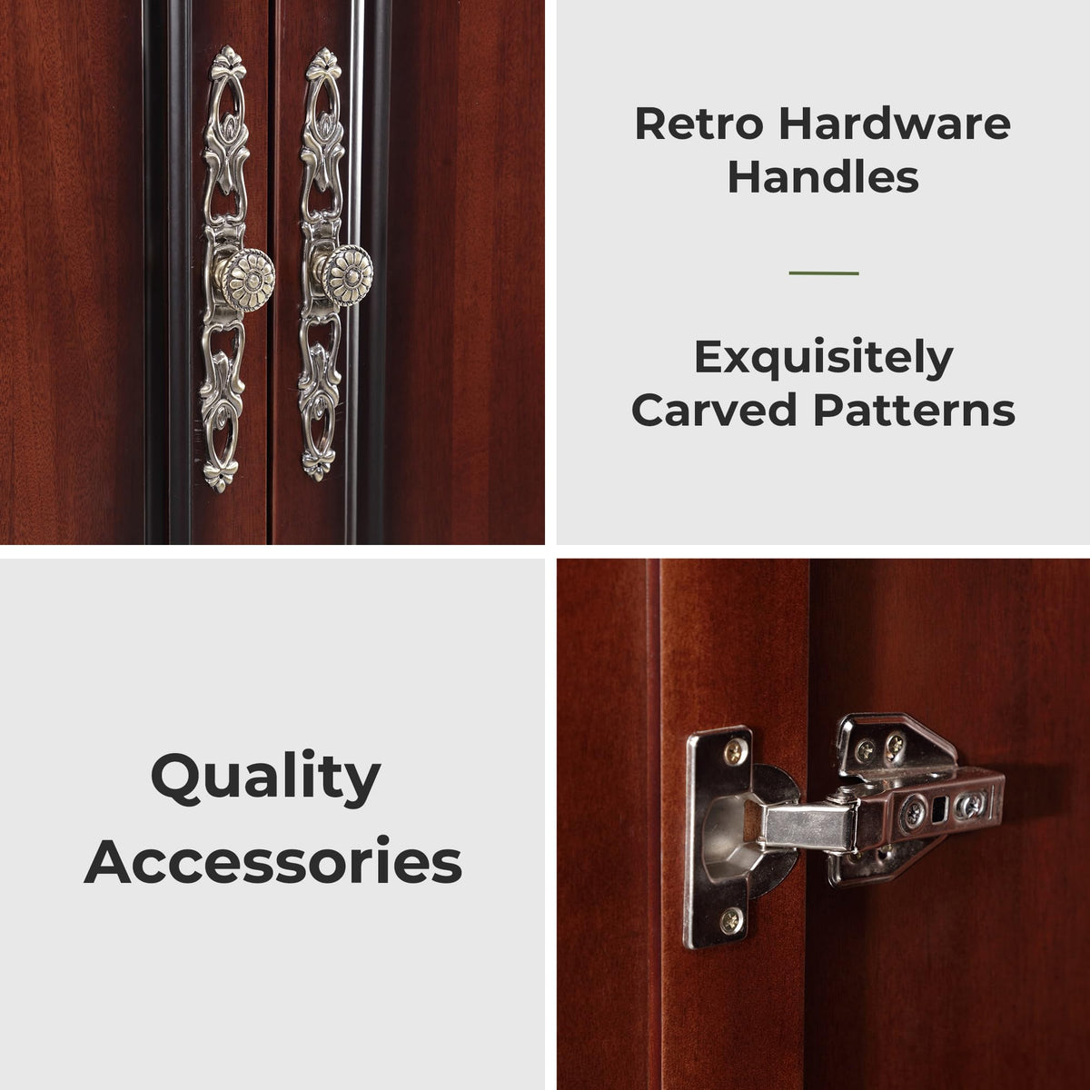 TemkTuek Solid Wood Armoire:Wardrobe Closet with Drawers and Hanging Rod