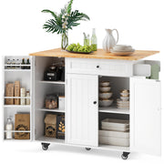 Kitchen Island with Drop Leaf, Storage Cabinet & Drawer