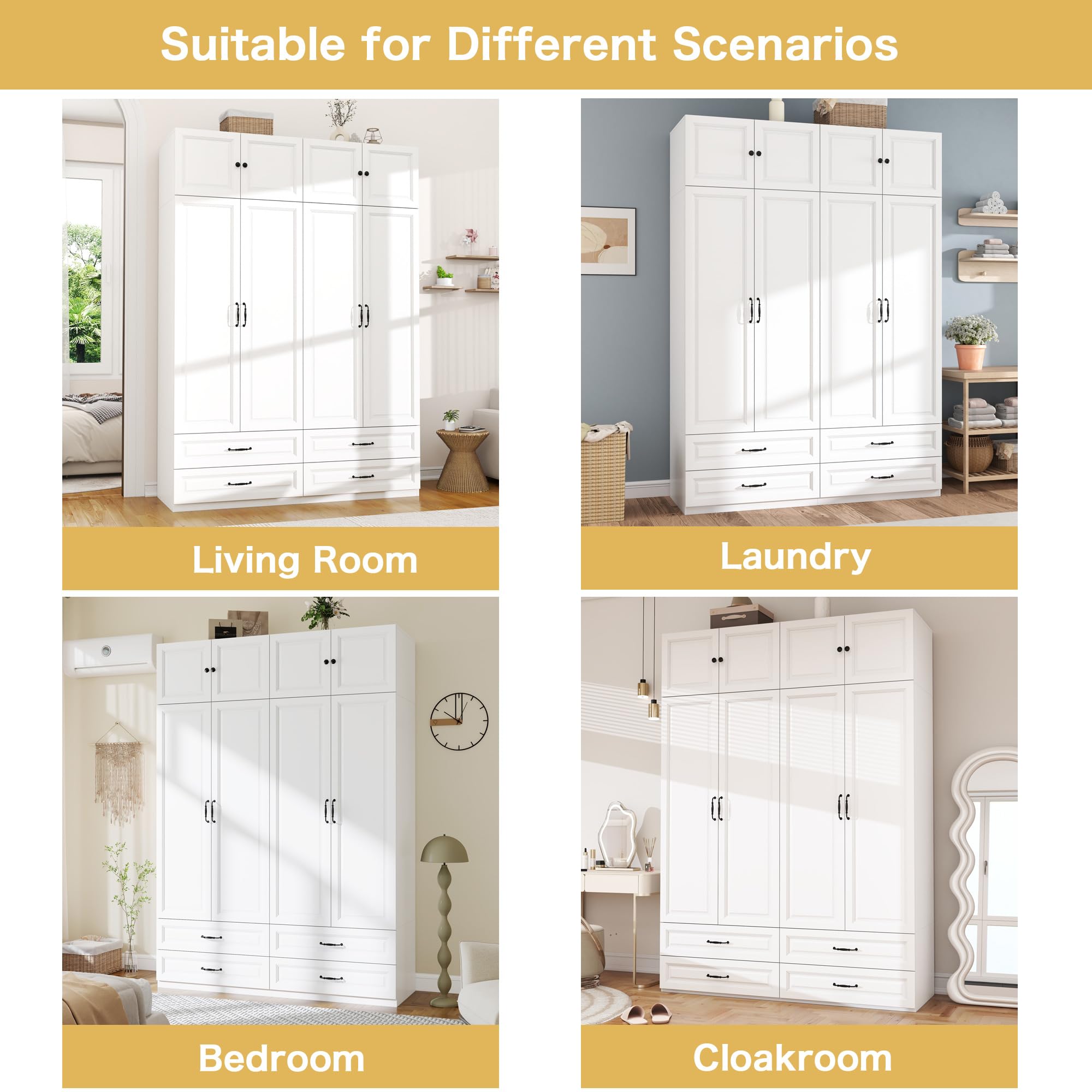 Wardrobe Closet with Doors & Drawers – 89" Tall Wood Armoire