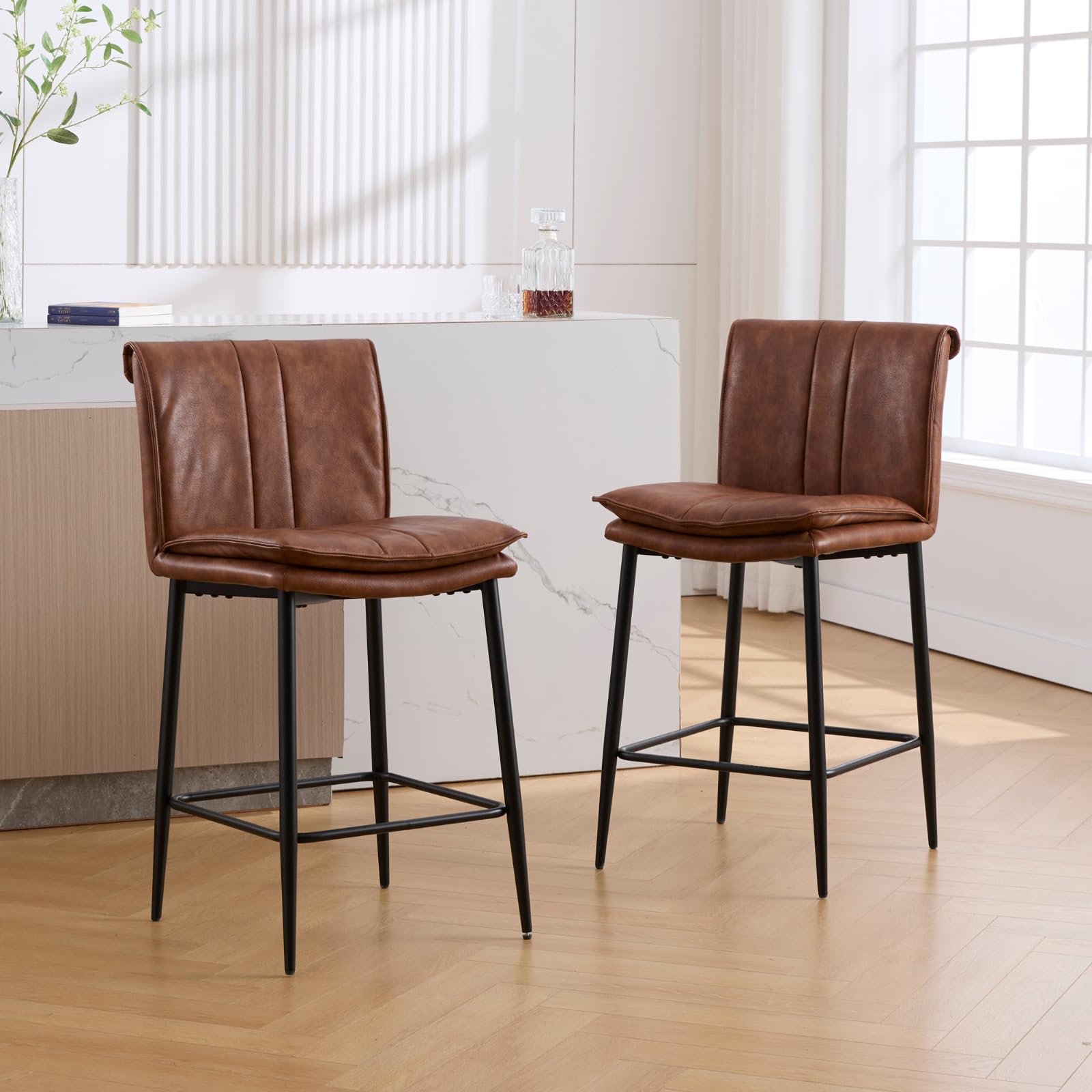 Leather Counter Height Bar Stools with Back