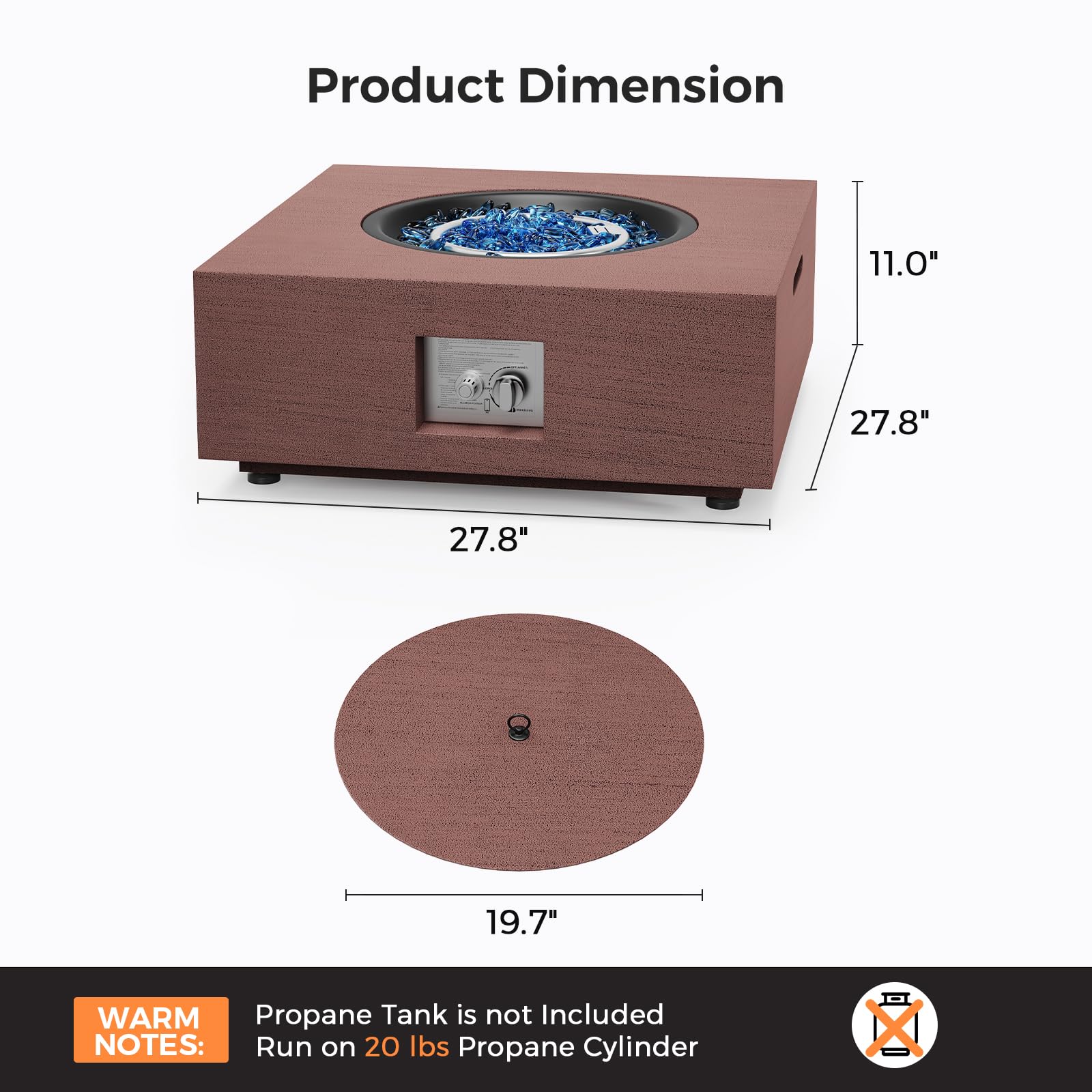 28-Inch Propane Fire Pit Table