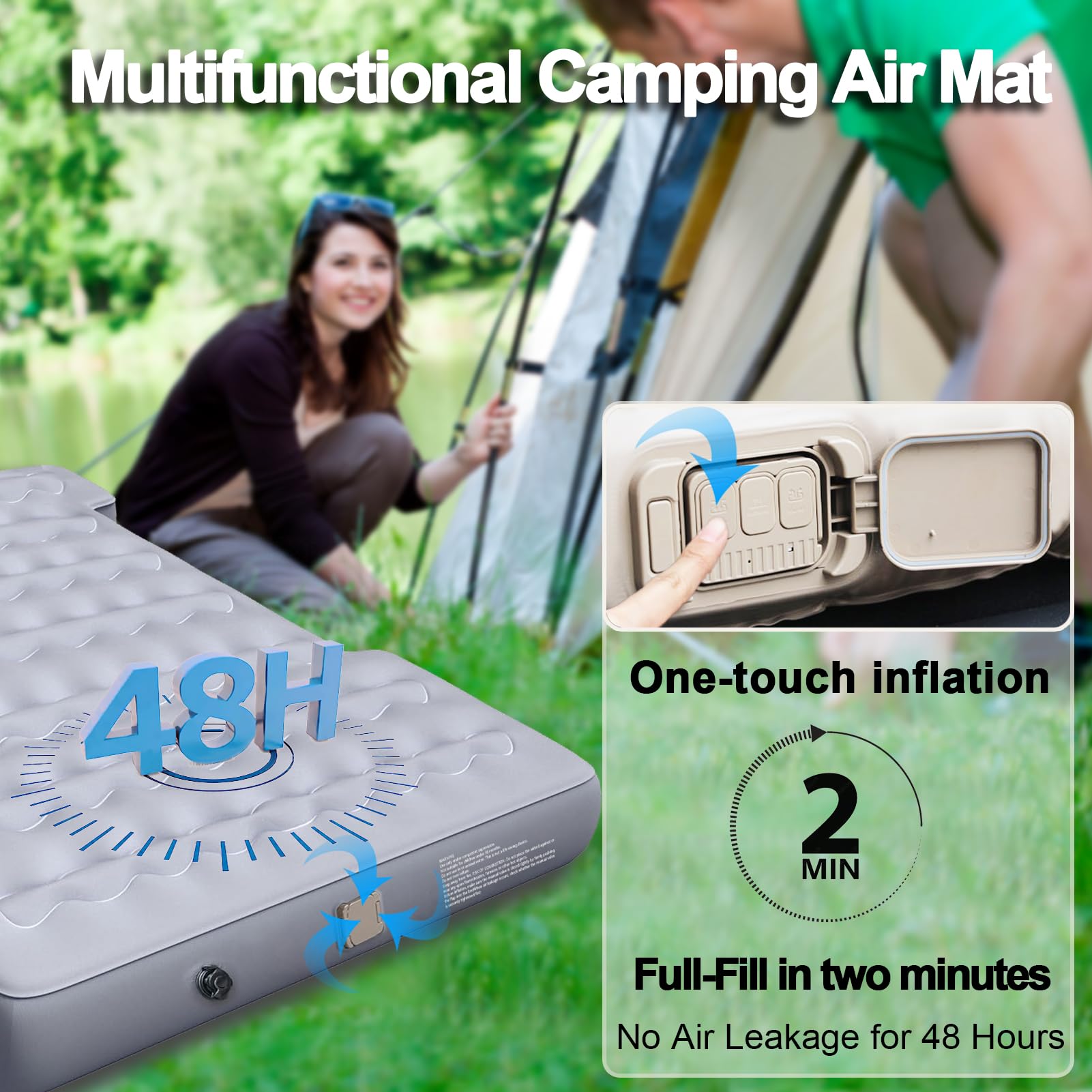 VINBYEE Customized for Ram Truck Bed Mattress 6.4Ft, Self-Inflating Portable Pickup Air Mattress, Ram Truck Camping Mattress with Cordless Air Pump, Ram 1500 2500 3500 Accessories 2025-2018