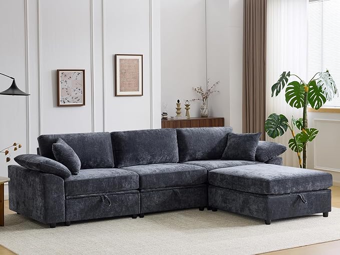 Modular Sectional Sofa with Storage Ottoman