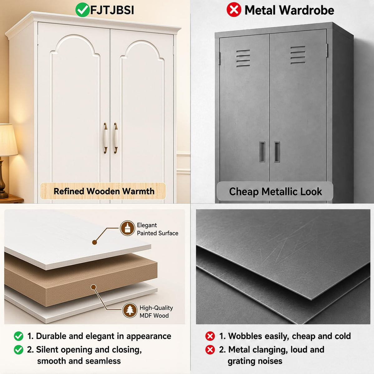 White LED Wardrobe with 3 Drawers