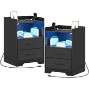 LED Nightstand with Charging Station & LED Lights