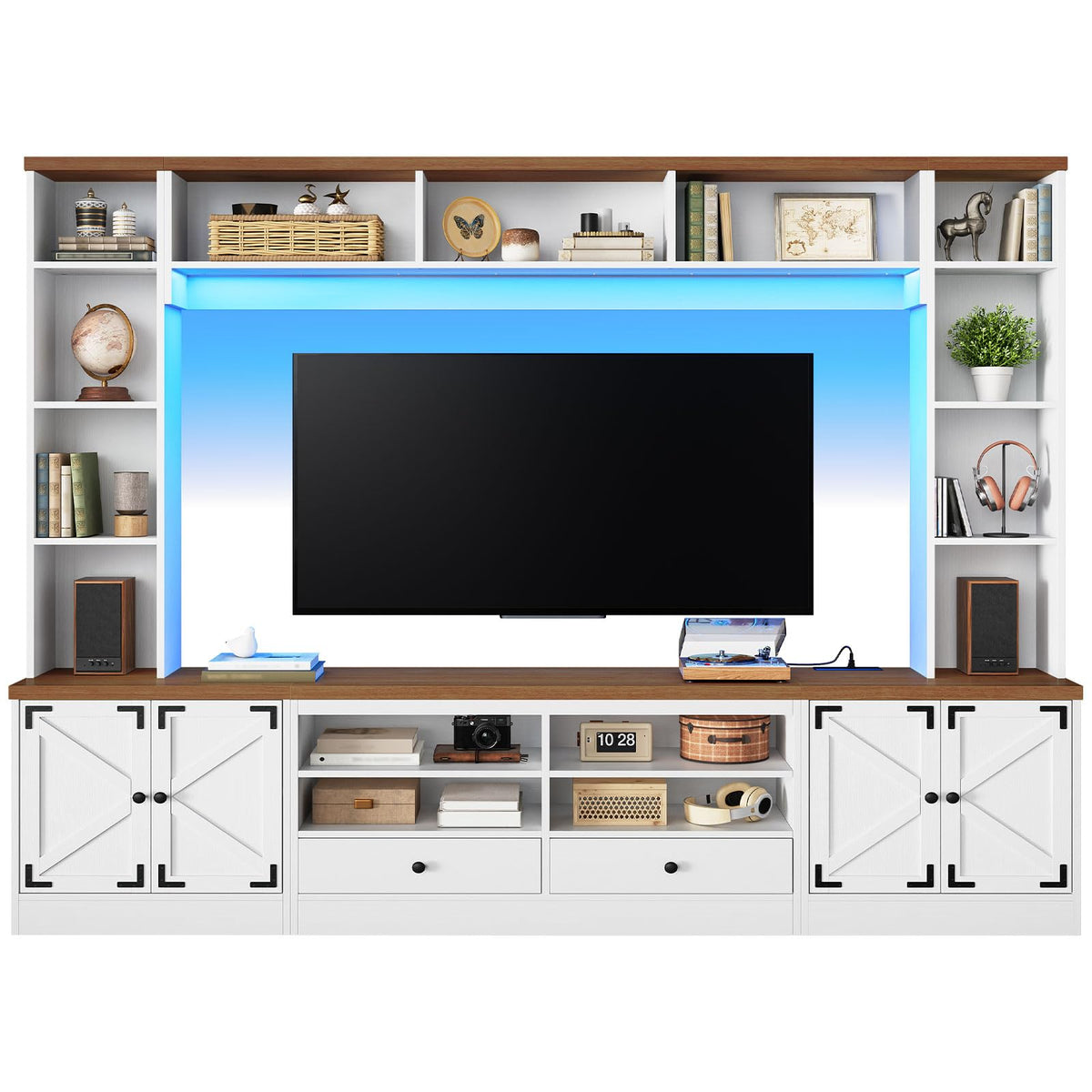94.5" Wall Unit Entertainment Center, Farmhouse TV Stand