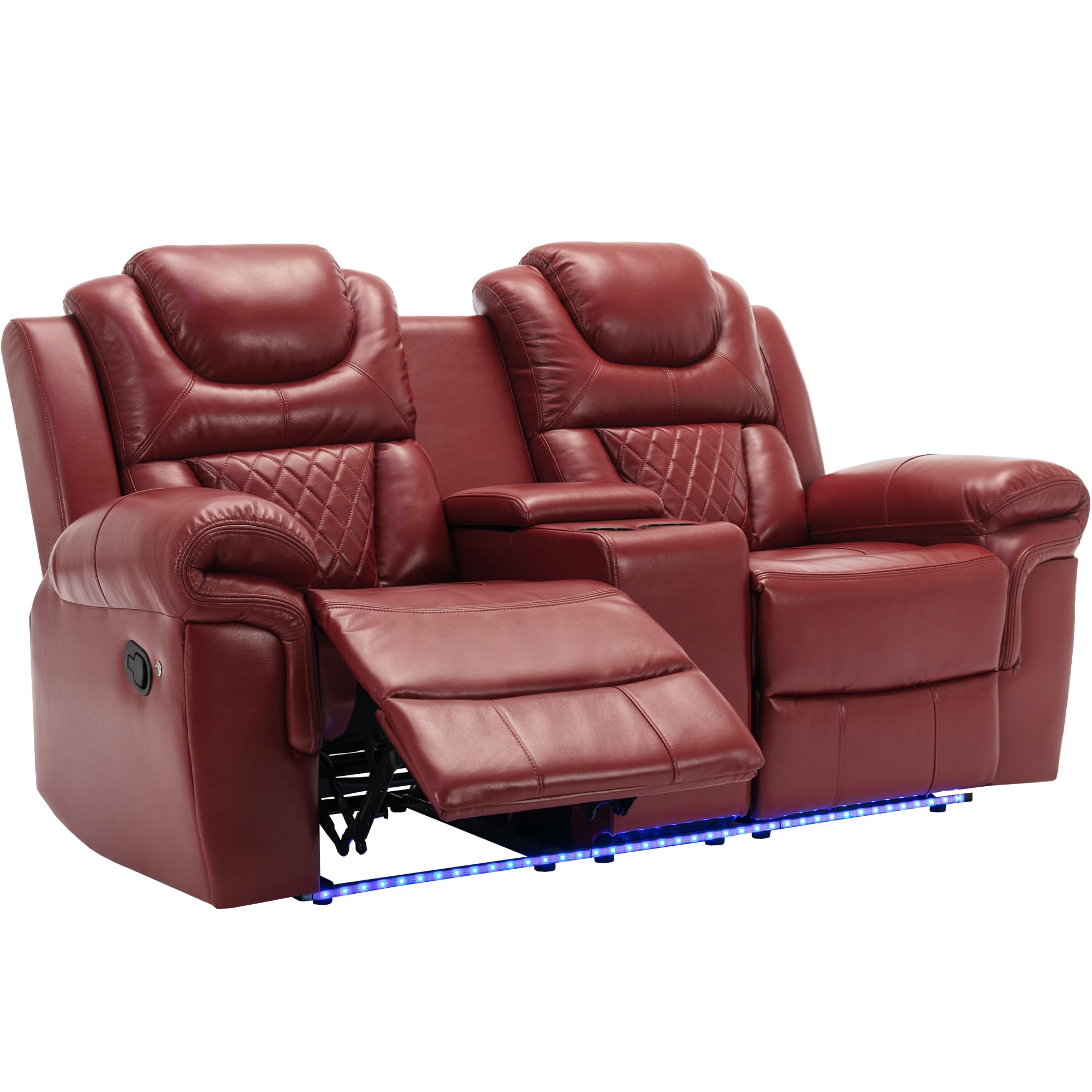 Manual Recliner Loveseat with LED Light Strip