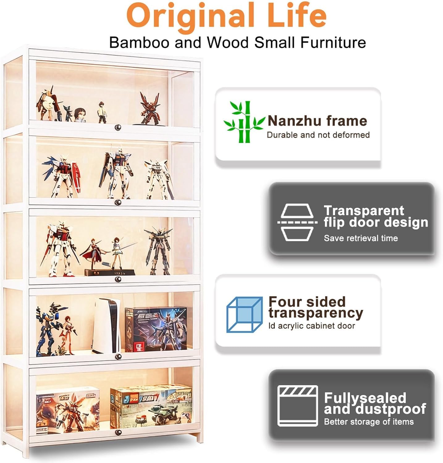 5-Tier Curio Display Cabinet with Acrylic Doors