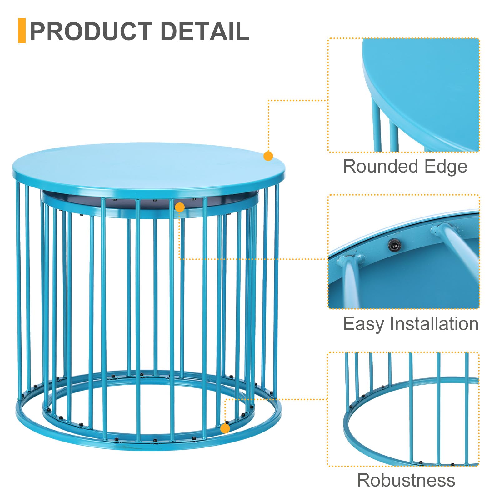 Metal Round Nesting Side Table Set of 2