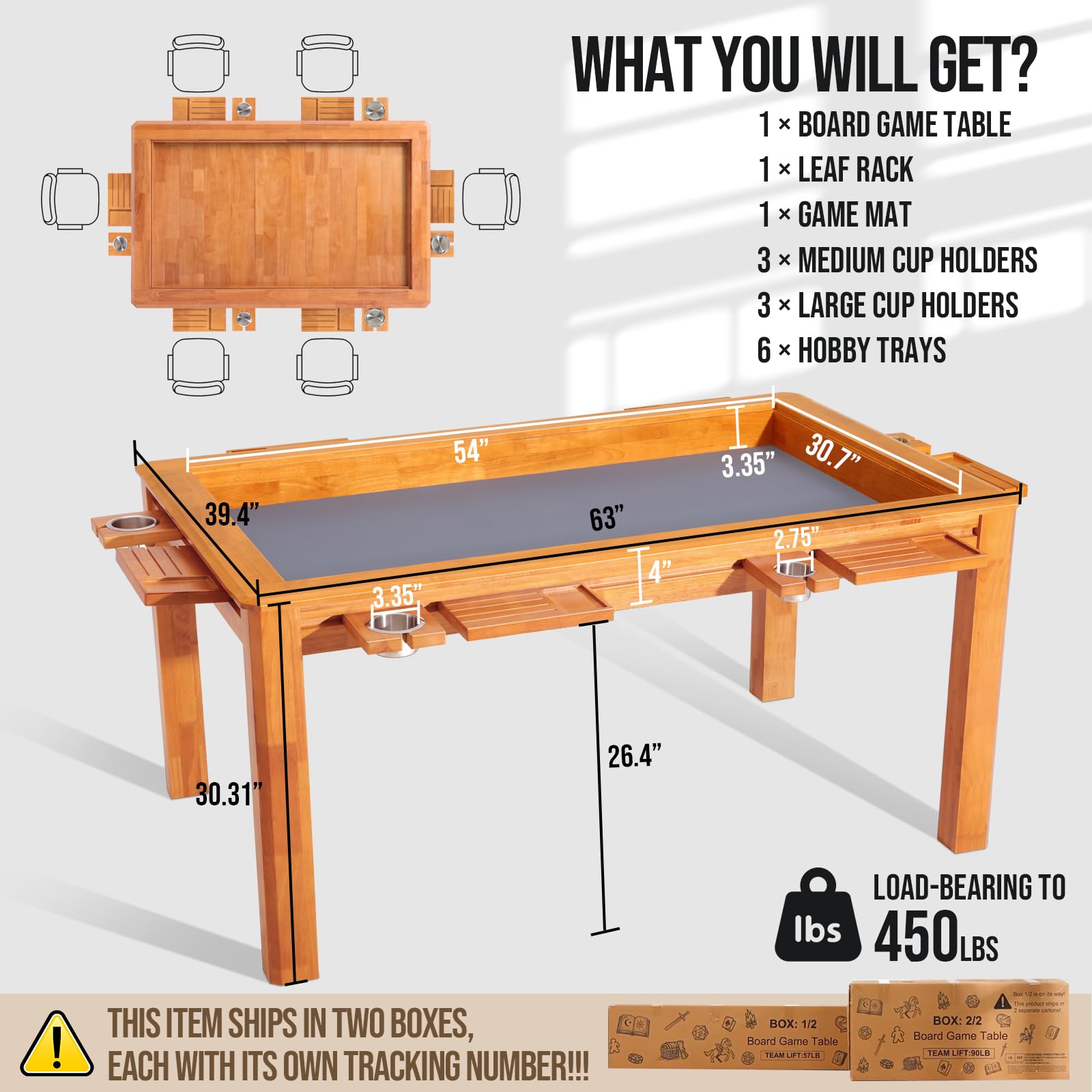 Solid Wood Board Game & Dining Table