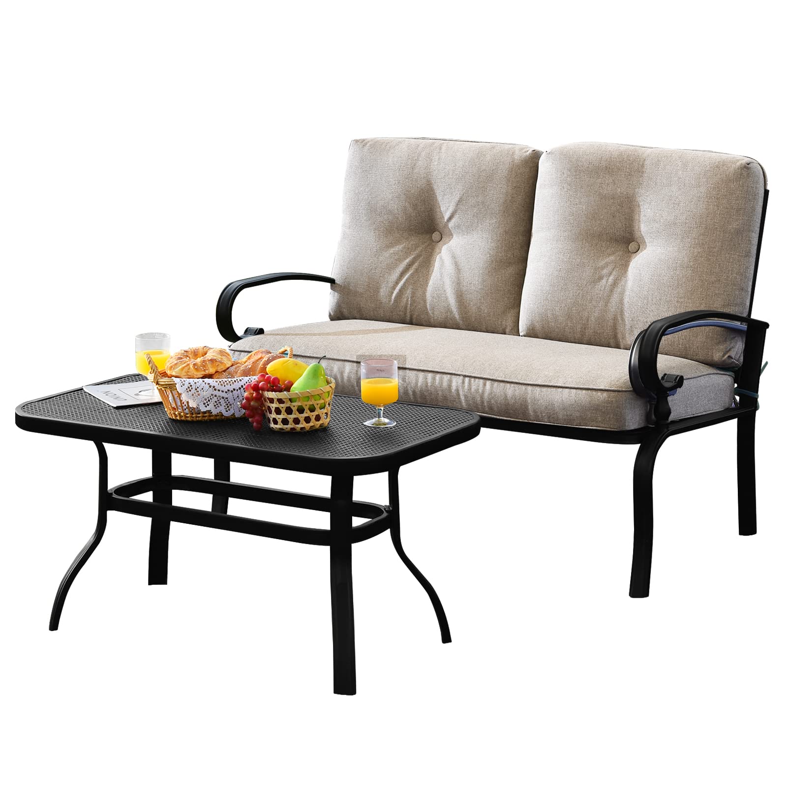 2-Piece Patio Loveseat & Coffee Table Set