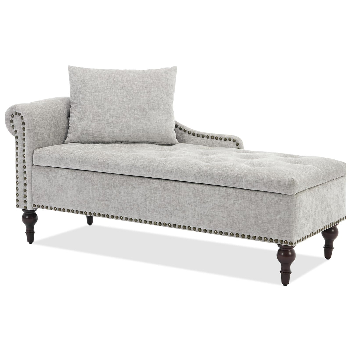 Velvet Storage Chaise Lounge