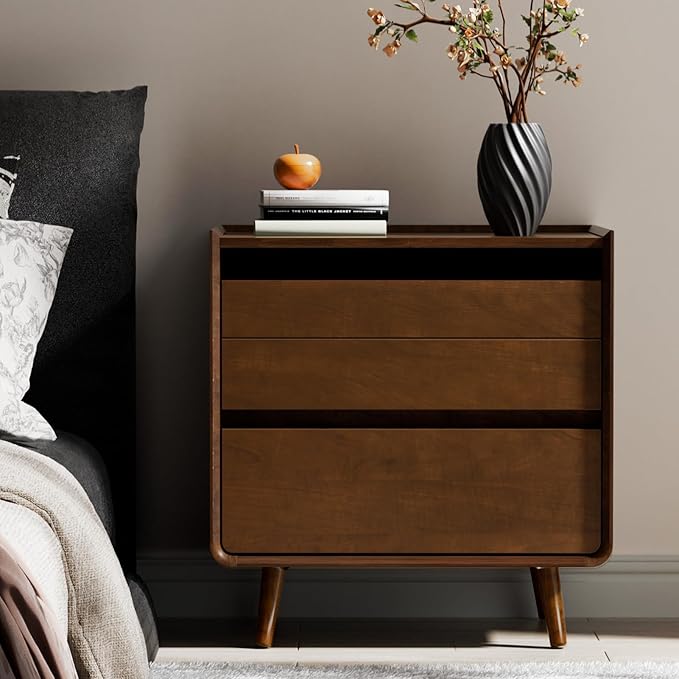 Mid-Century Modern Nightstand with Charging Drawer