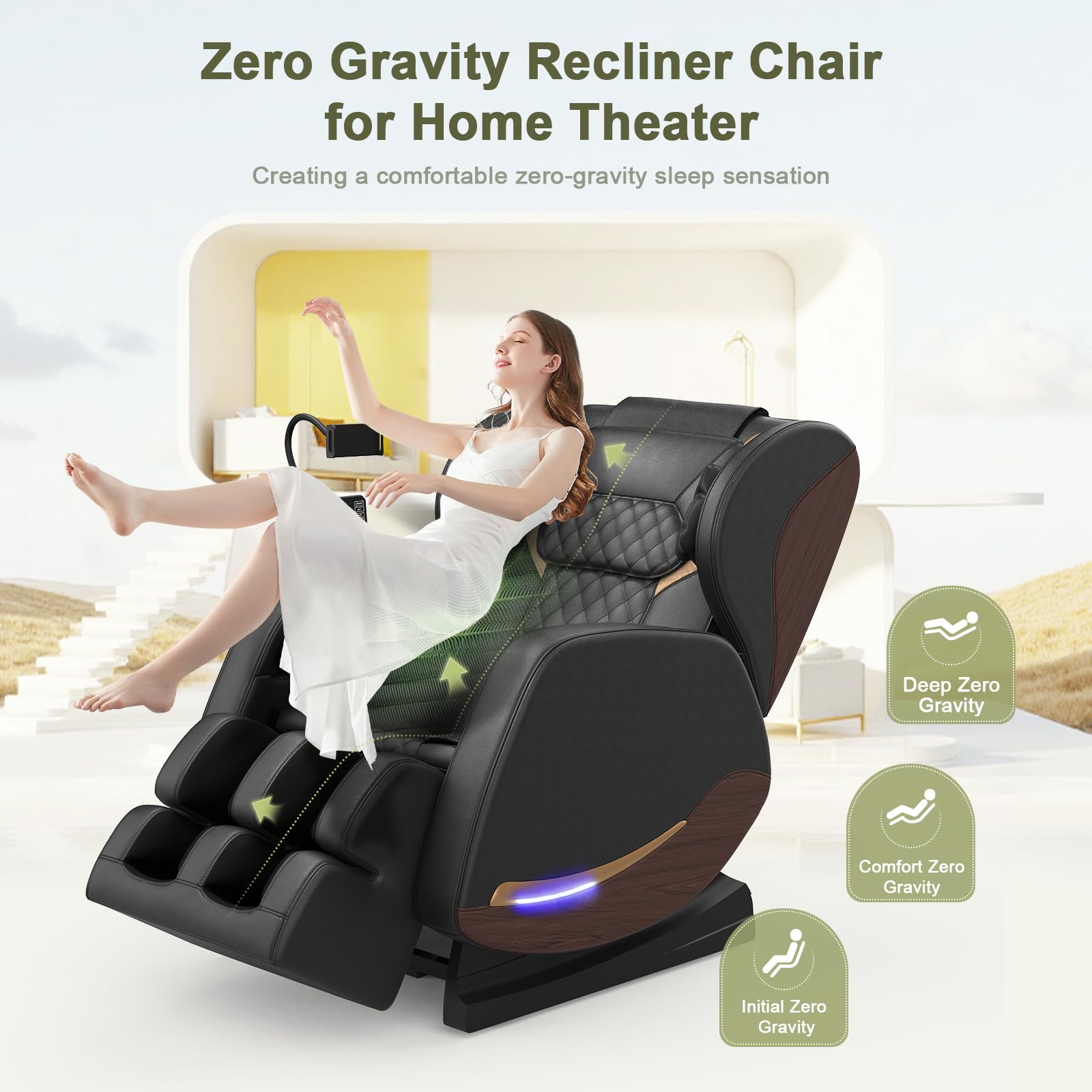 2026 Massage Chair Full Body, Zero Gravity Massage Chair Recliner with 14 Fixed Rollers, 8 Airbags, Foot Massage, Lumbar Heating, Touch Screen, Bluetooth Speaker & Ambient lighting for Lover, Parents