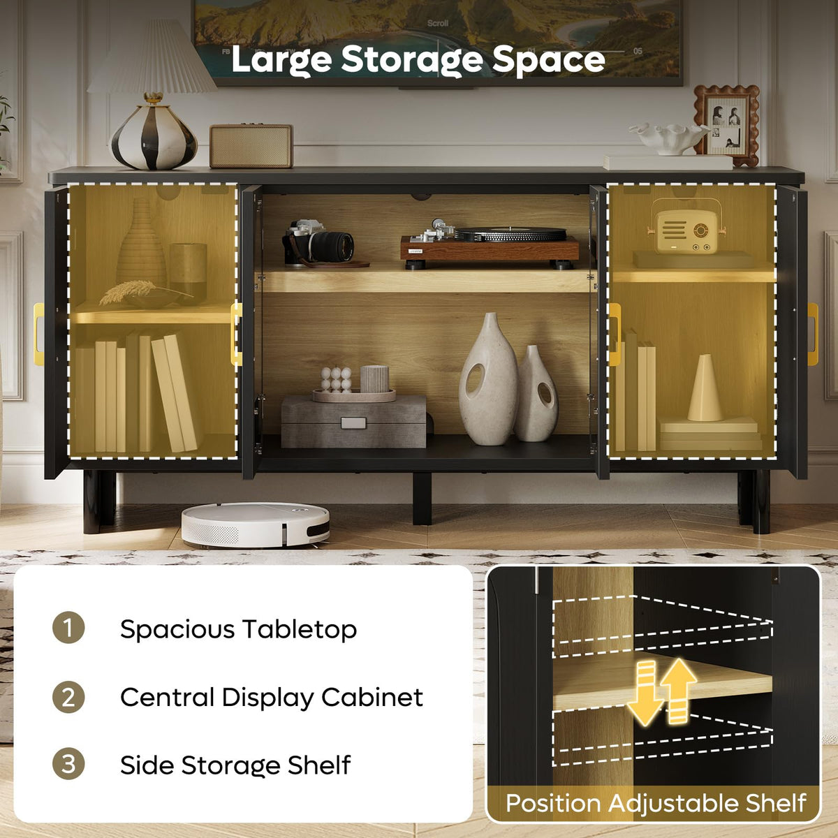Arched Glass Door TV Stand