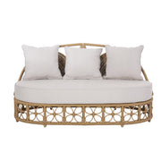 Boho Outdoor Wicker Daybed with Cushion & 3 Pillows