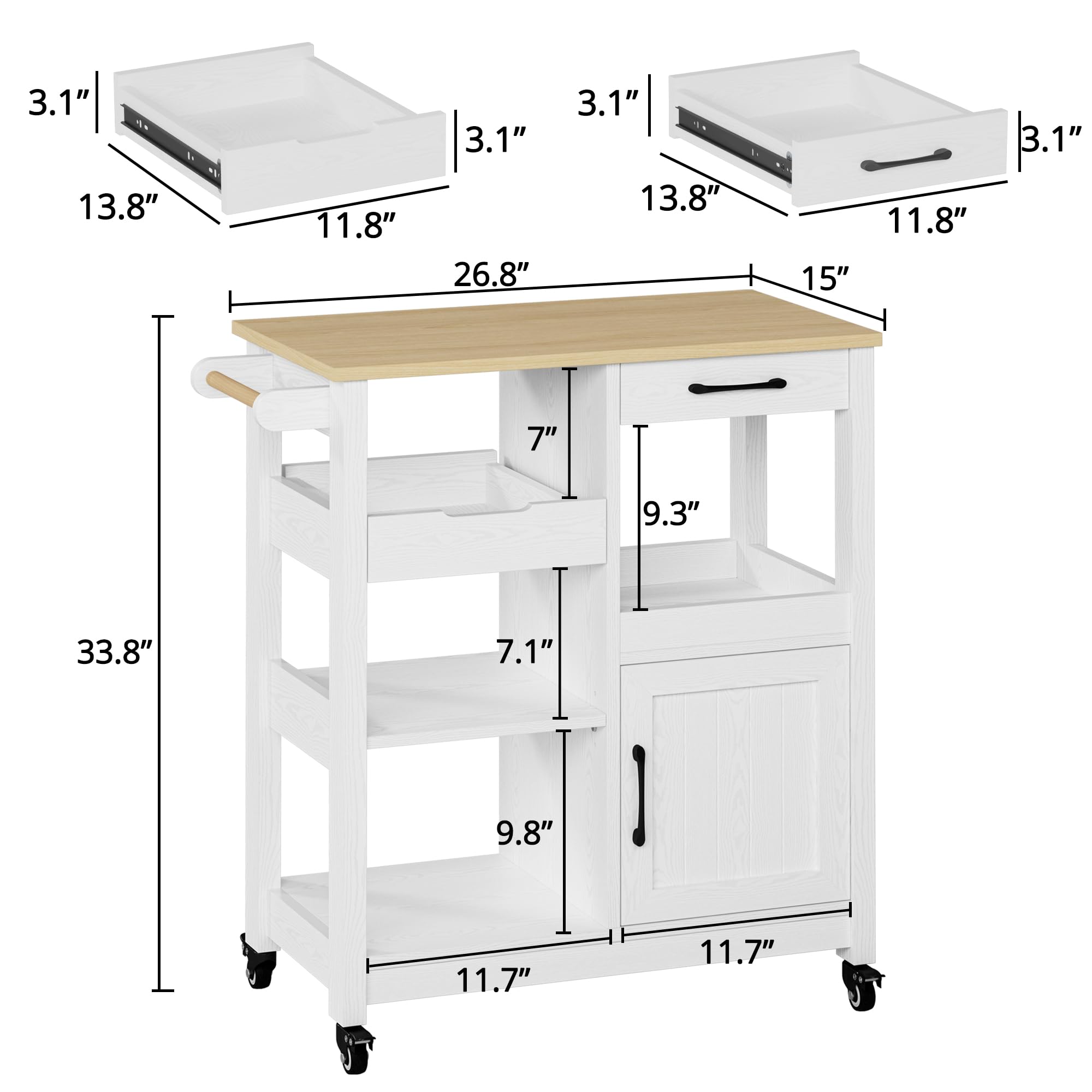 Rolling Kitchen Island with Storage