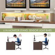 JanflyHome Executive Desk with Lift Top, 63" Computer Desk with Sensor Lights, Charging Station, File Drawers & Farmhouse Design for Home Office (White)