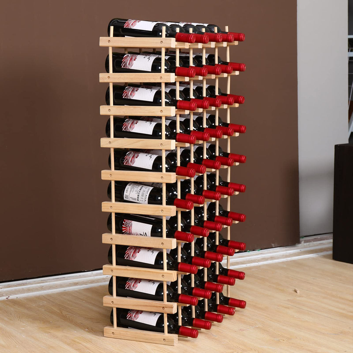 guilai Wooden Stackable Storage Modular Small countertop Wine Rack Cabinet,Freestanding for Floor Wood Wine Bottle Shelf (50bottle)