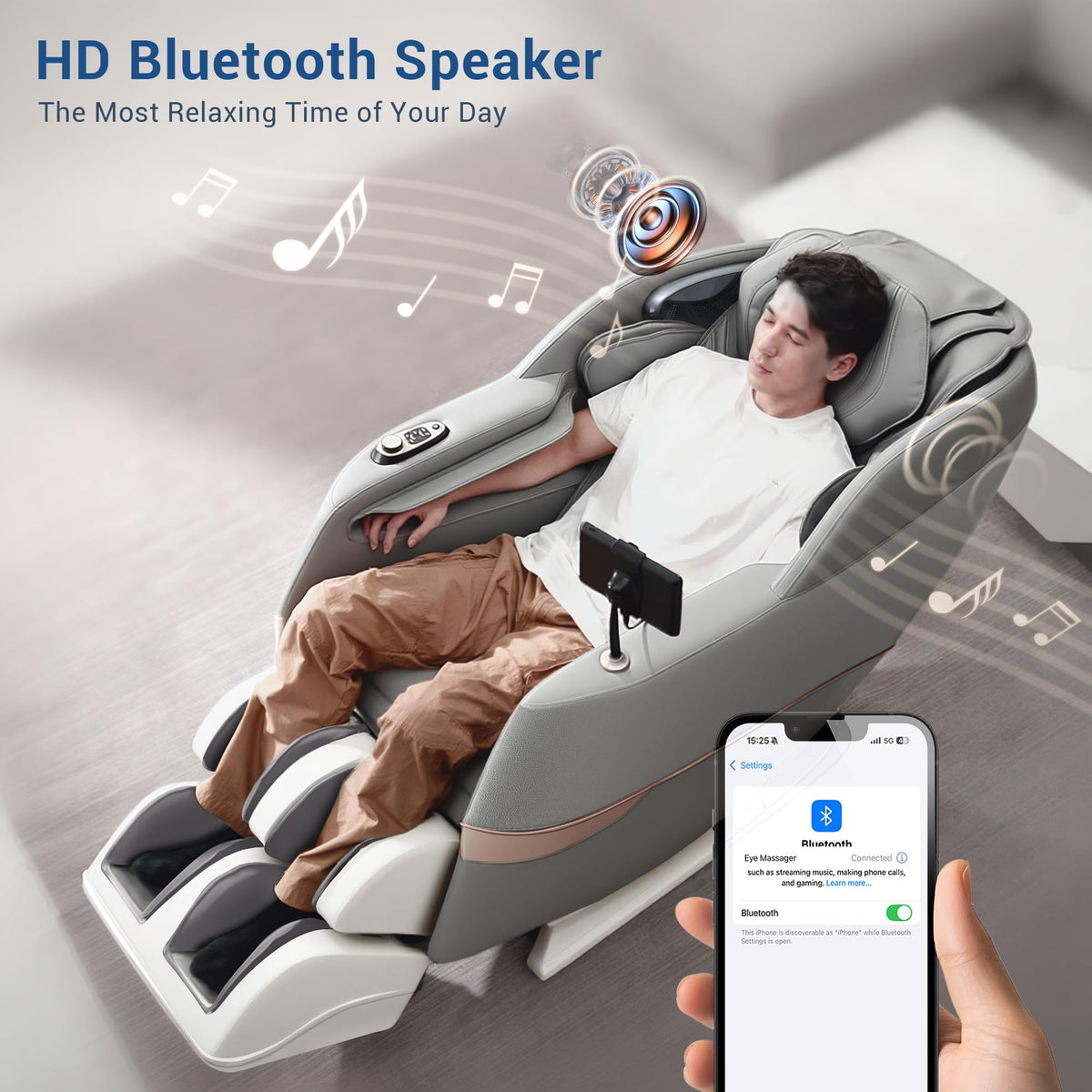 MYNTA Massage Chair Full Body, 170° Flexible SL Track Shiatsu Massage Chairs with Zero Gravity, Bluetooth Speaker, Airbags & Heating, MC1650(Grey)