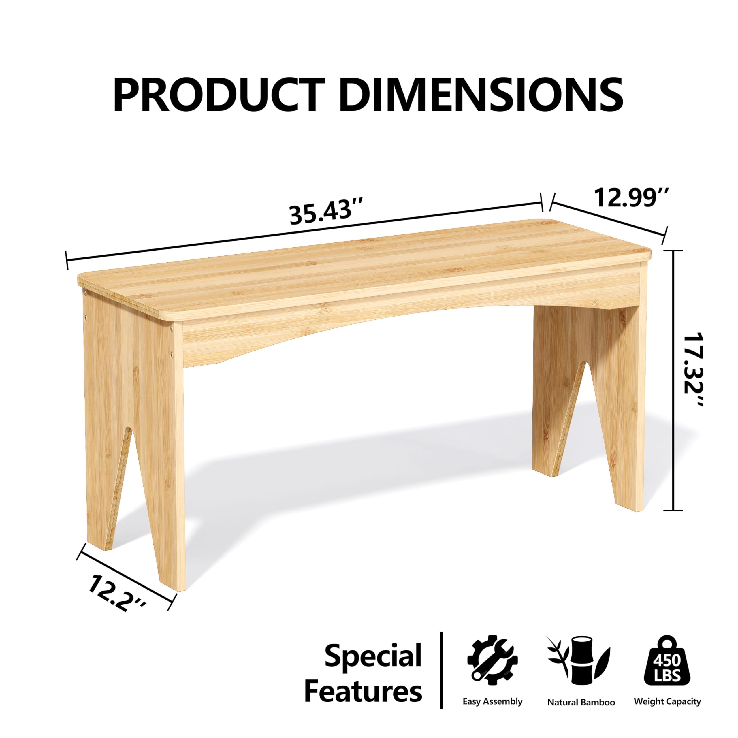 Bamboo Dining Bench – 35.4" Indoor Seat