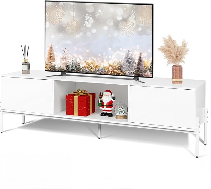 58" TV Stand with Storage Cabinets & Open Shelf