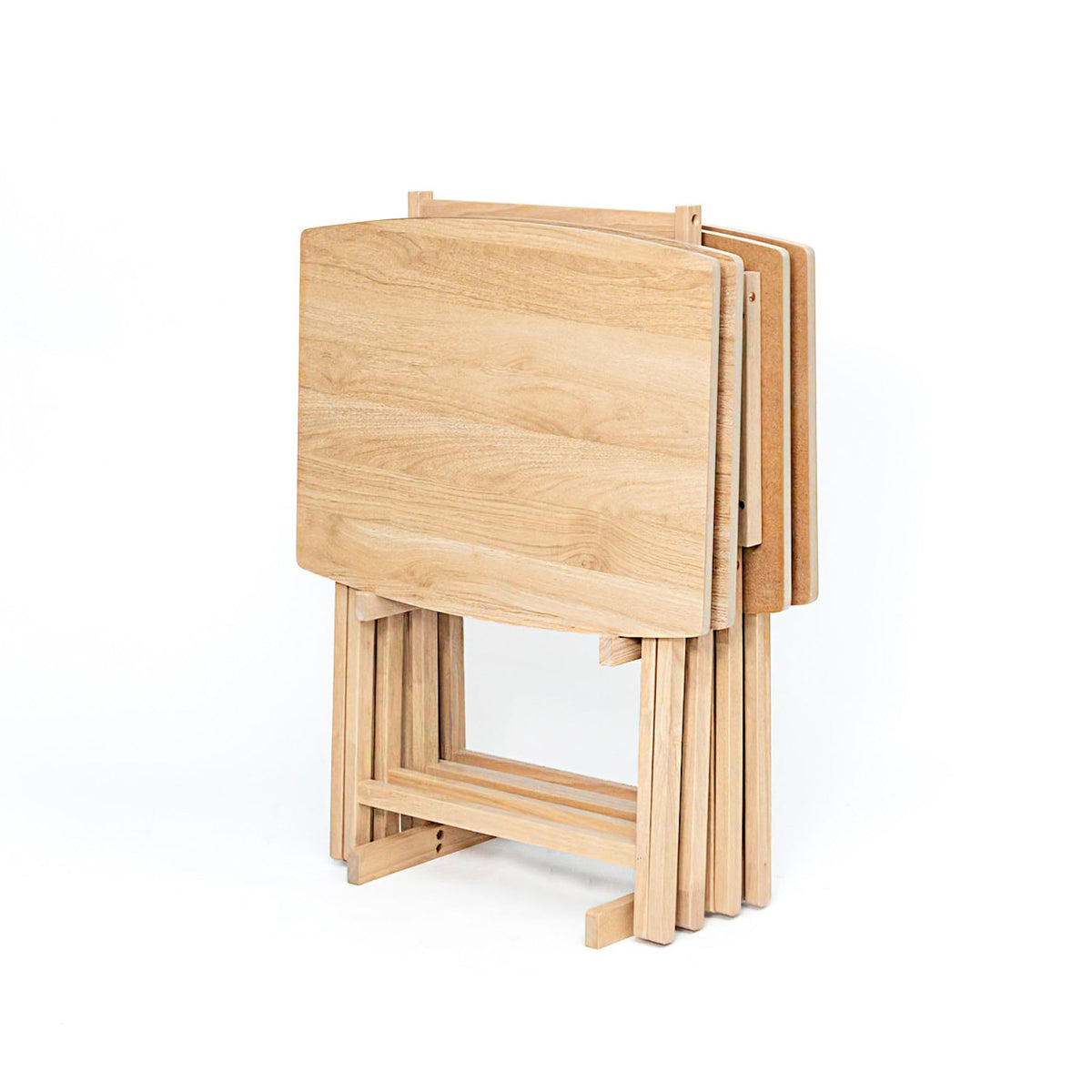 PJ Wood XL Oversize Tray Table, Natural Wood, 5-Pack