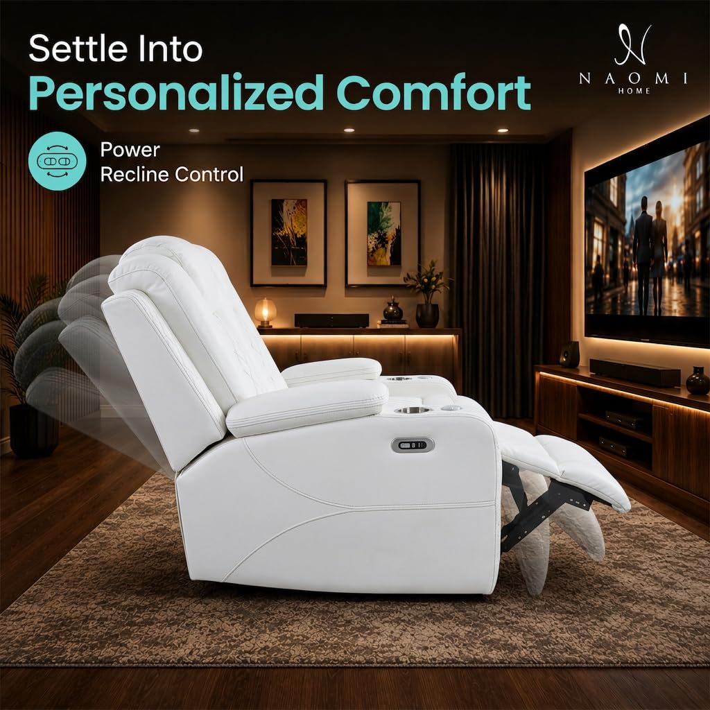 White Power Reclining Loveseat