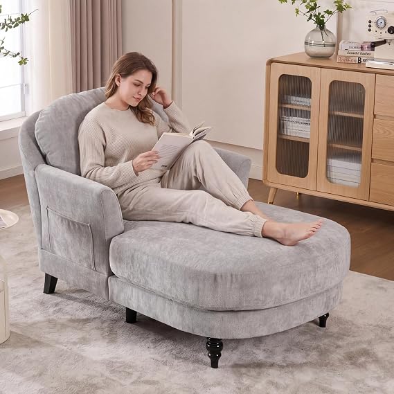 Orange Chenille Chaise Lounge