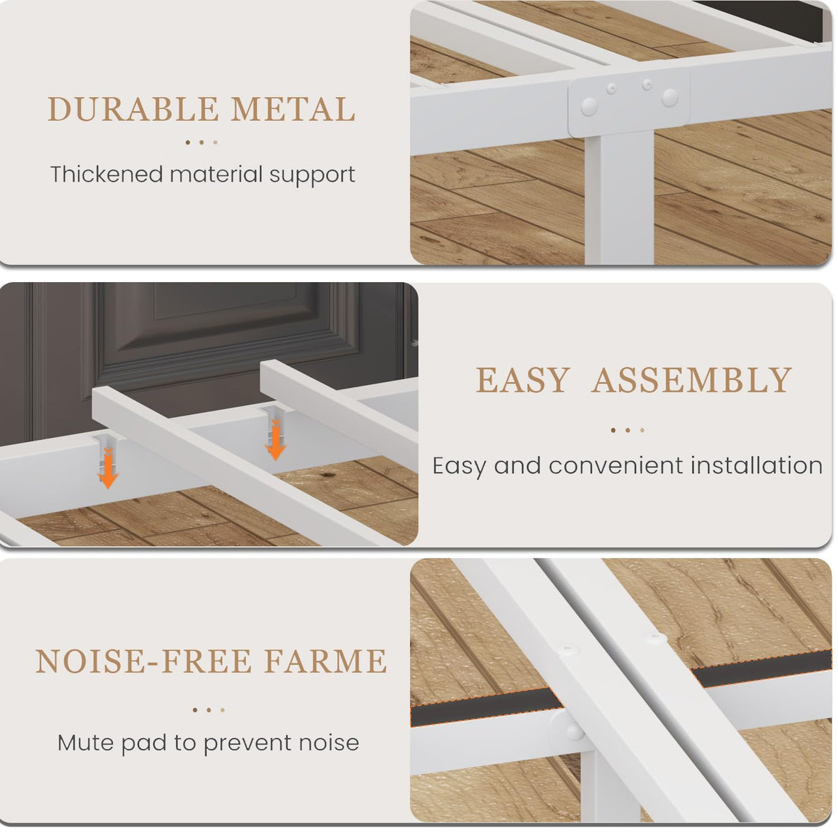 Jenmit Full Size Bed Frame with Charging Station & LED Lights,Full Metal Platform Bed Frame with Headboard and Footboard, Storage Space Under Bed,No Box Spring Needed,Noise Free, Easy Assembly, White