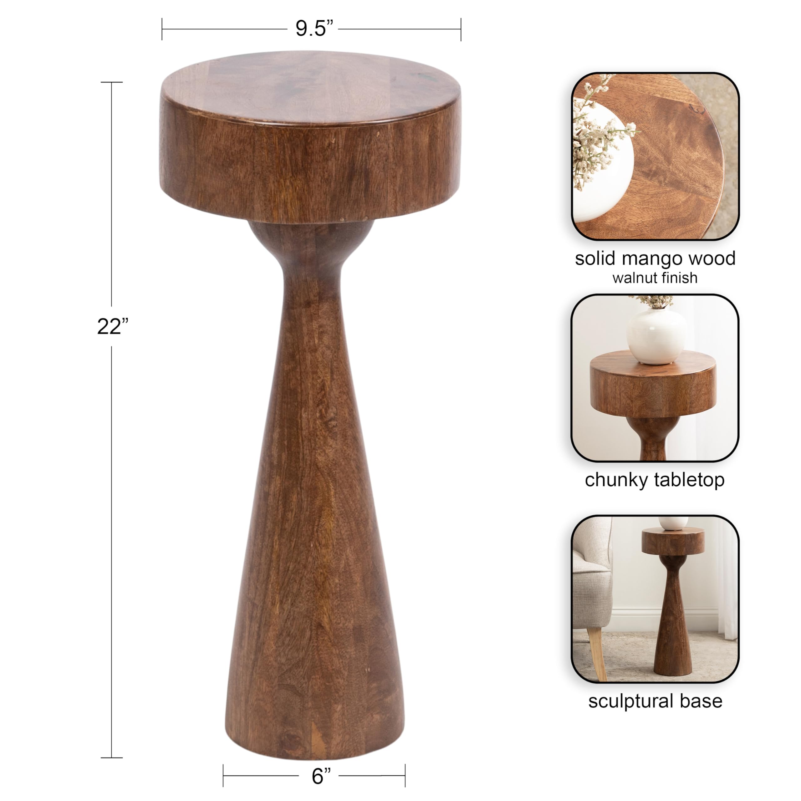 Sculptural Mango Wood Accent Table