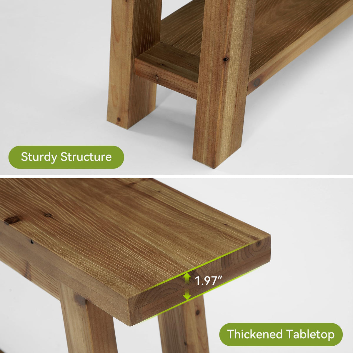 Solid Wood 2-Tier Console Table