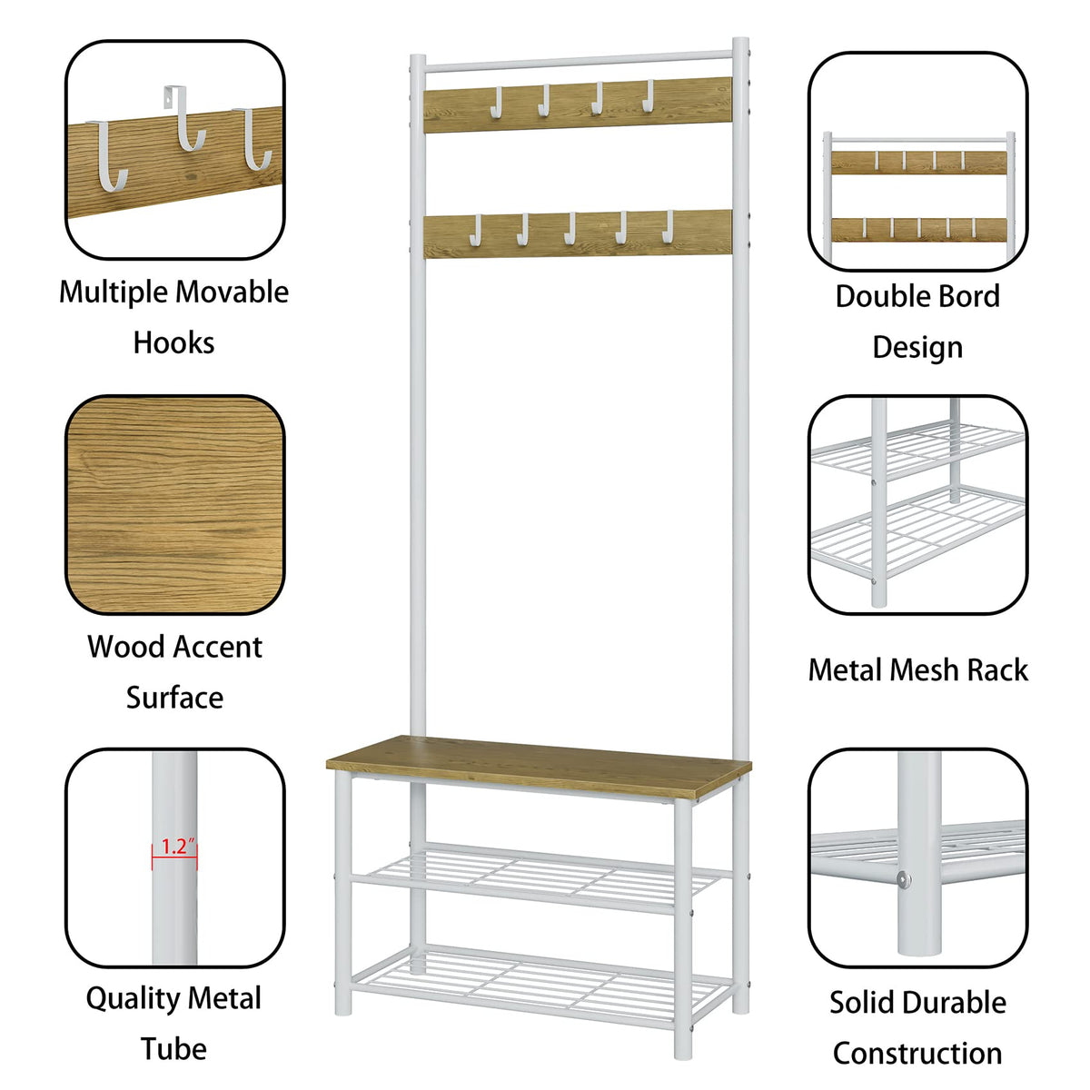 Hall Tree with Bench and Shoe Storage