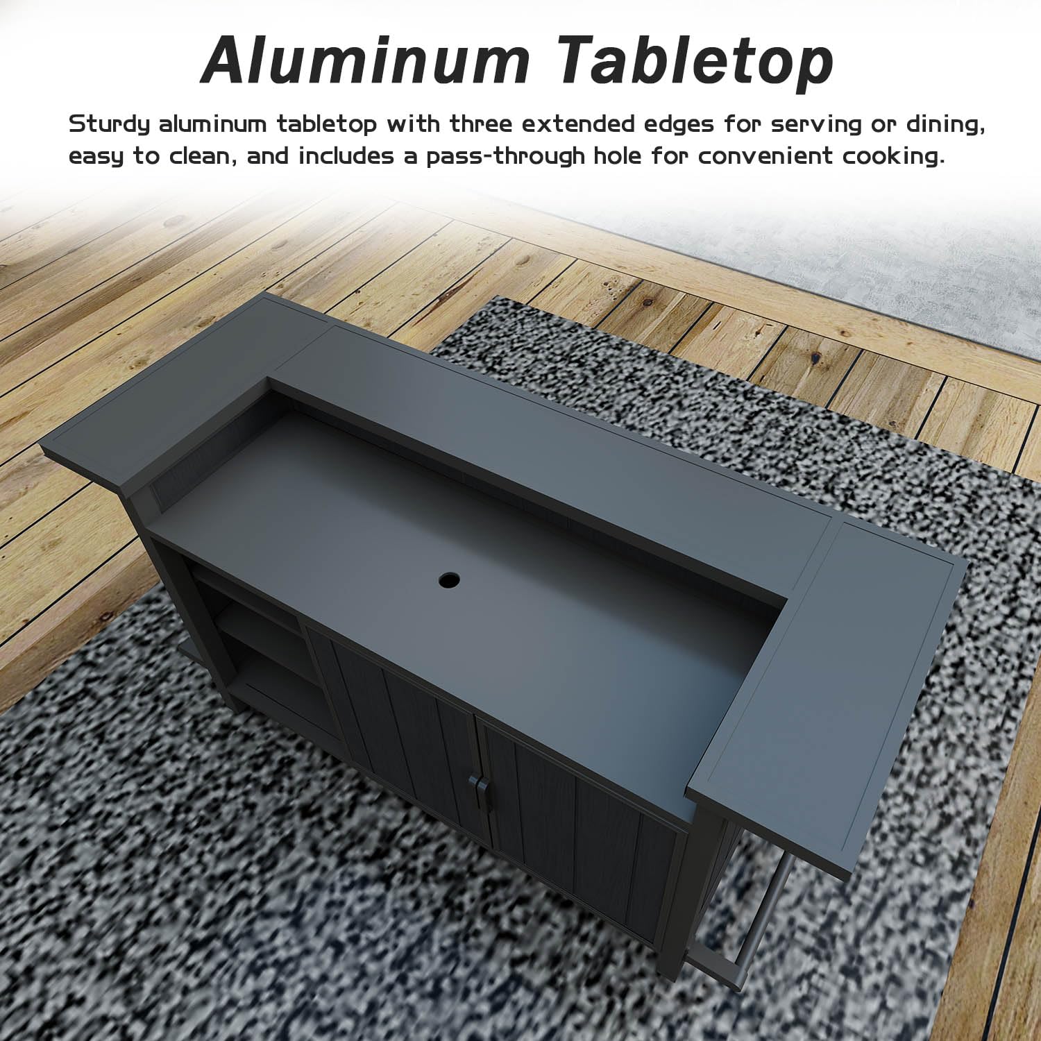 Domi Outdoor Bar, Aluminum Outdoor Bar Table with Storage & Umbrella Hole, Patio Bar with Propane Tank Holder & Footrest, Home Bar for Backyard Poolside Deck Garden for 2-6 People