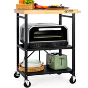 Foldable Kitchen Storage Cart with Oak Top