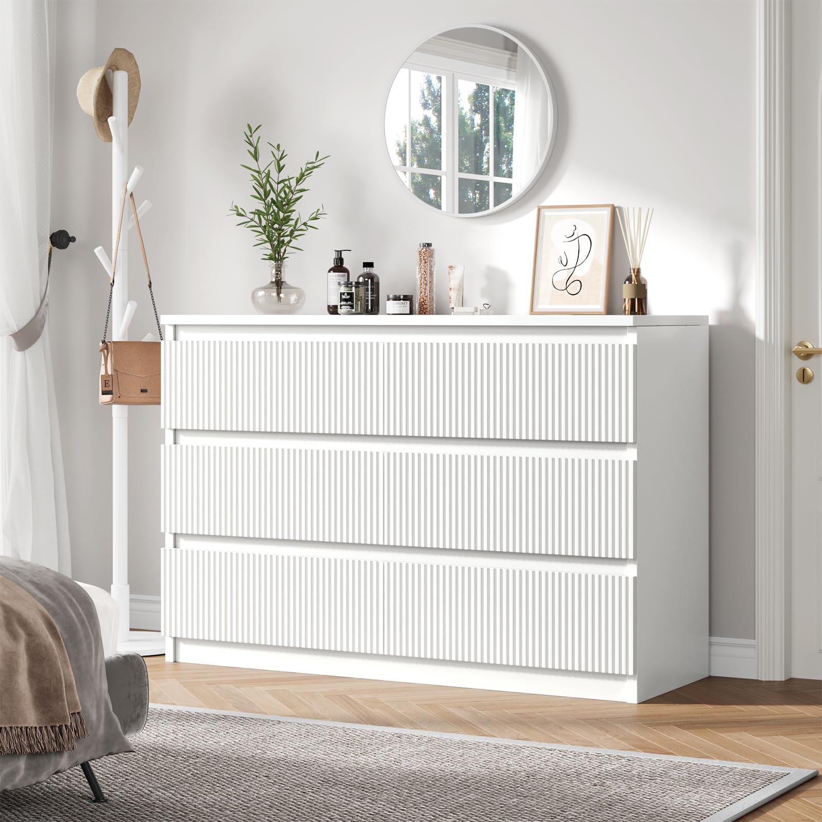 6-Drawer Fluted Dresser with Hidden Handles
