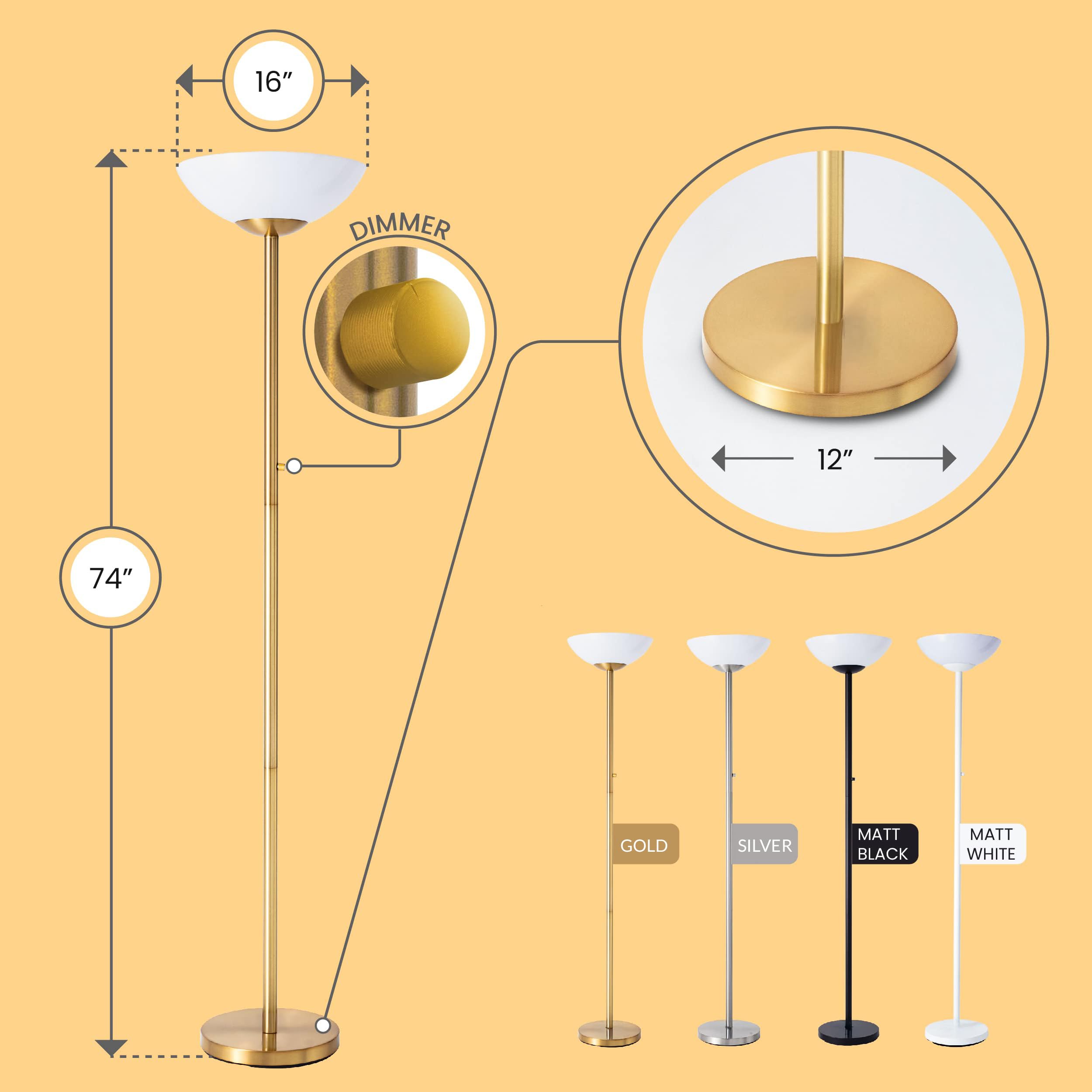 LED Floor Lamp 10000 Lumen Dimmable with Acrylic Shade