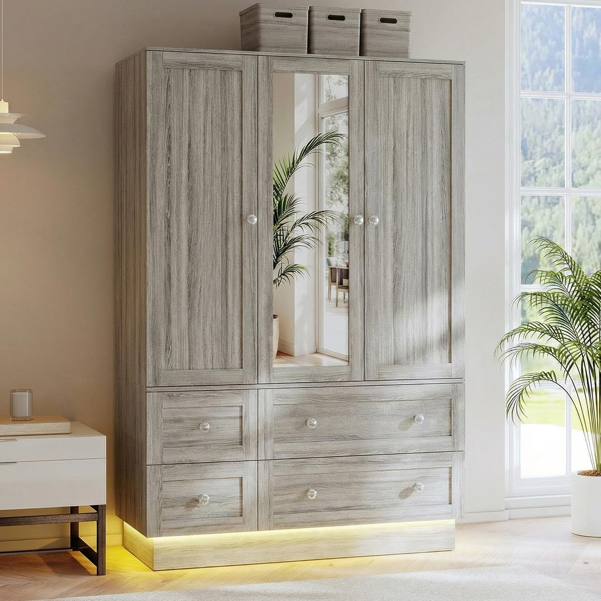 Mirrored Wardrobe with LED Lights