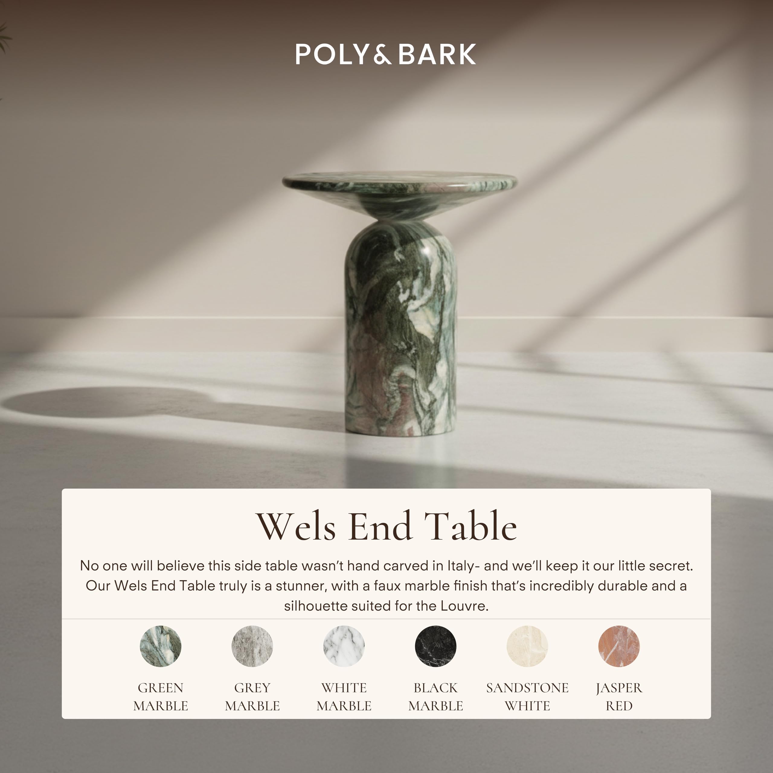 Round Faux Marble End Table
