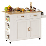 Kitchen Island with Power Outlet & Drop Leaf