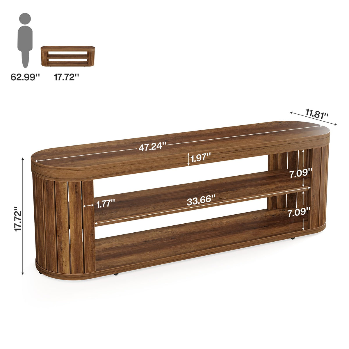 Tribesigns 47.2" 3-Tier Entryway Bench with Shoe Storage