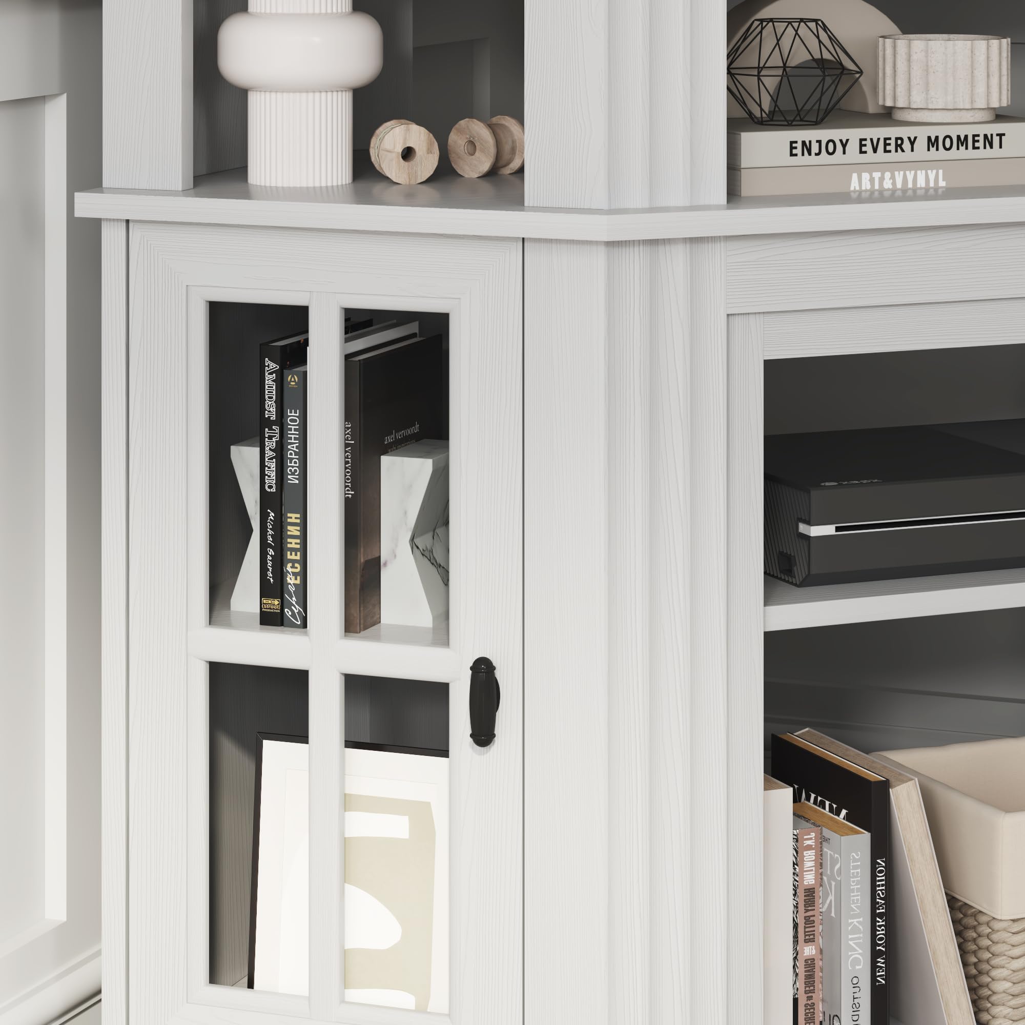 Corner Fireplace TV Stand with Storage Cabinets