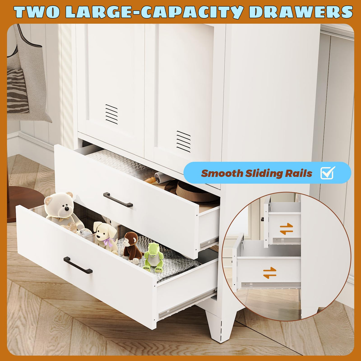 Metal Wardrobe with Drawers